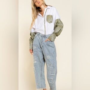 POL Light Blue Distressed Denim Pants